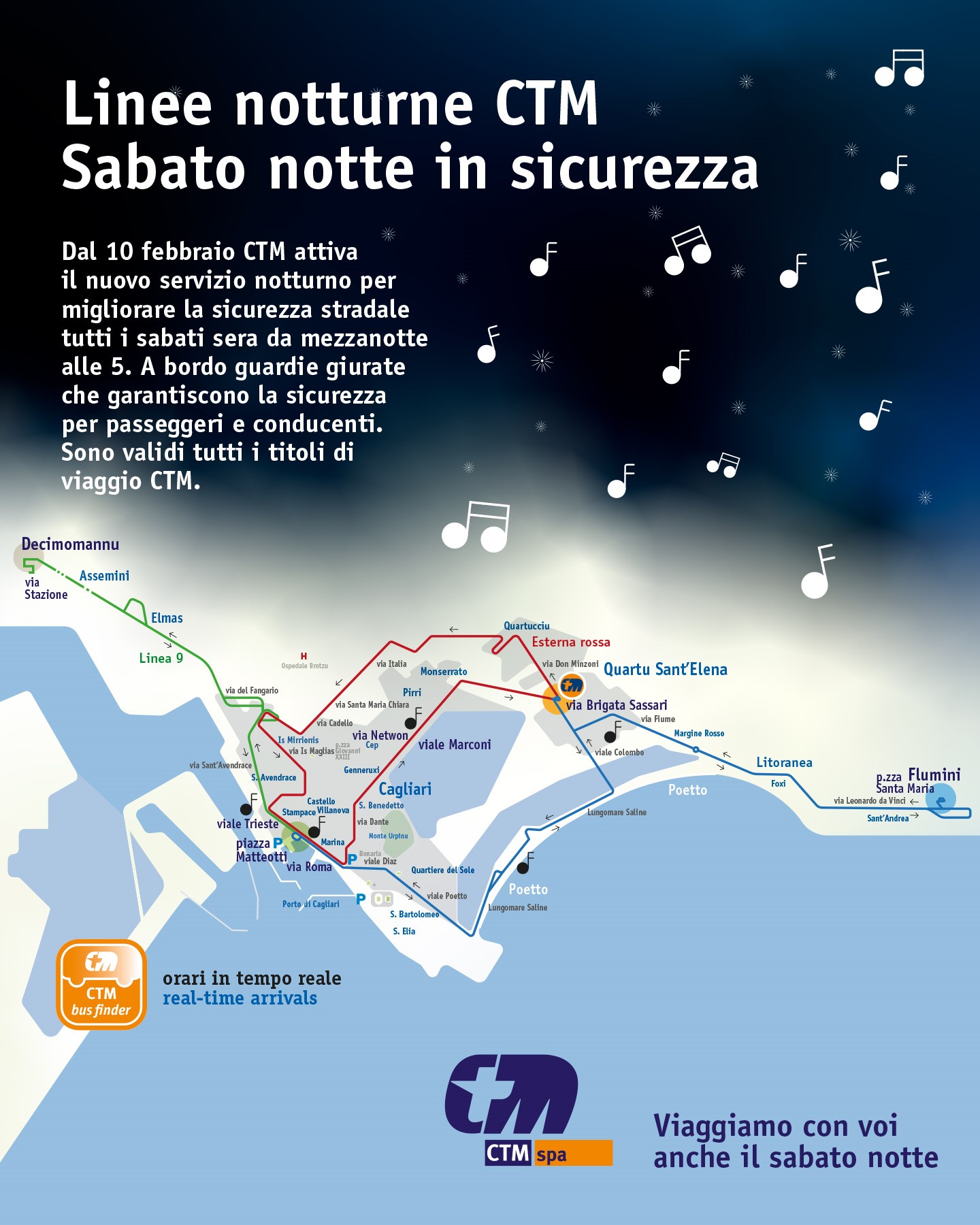 Parte il servizio notturno CTM del sabato notte